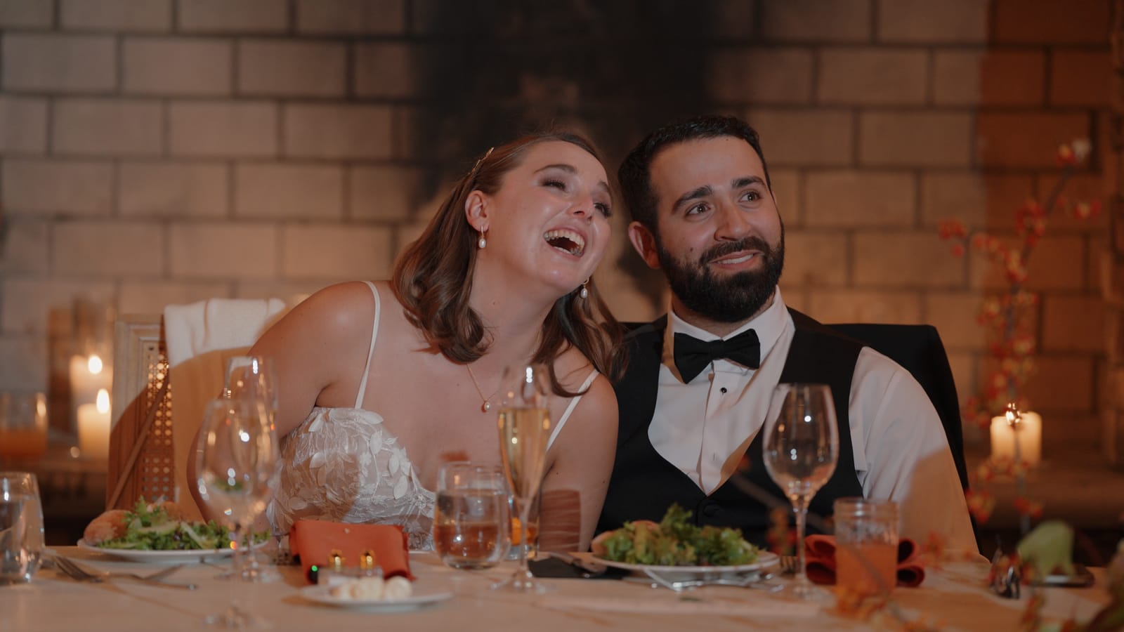 Wedding speeches during the Coach House reception at The Ryland Inn